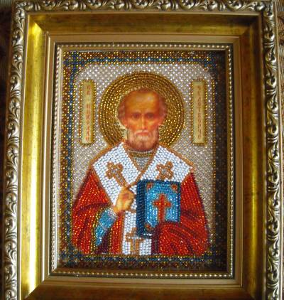 Икона Святой Николай вышитая бисером фото купить в Киеве