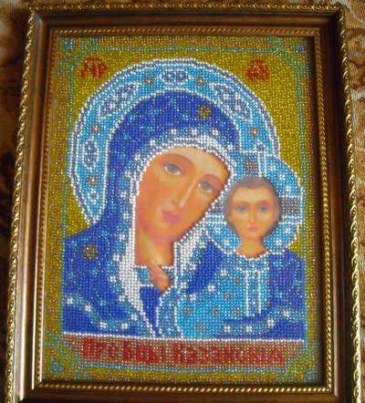 Икона Икона Богородица Казанская фото, икона вышитая бисером Киев